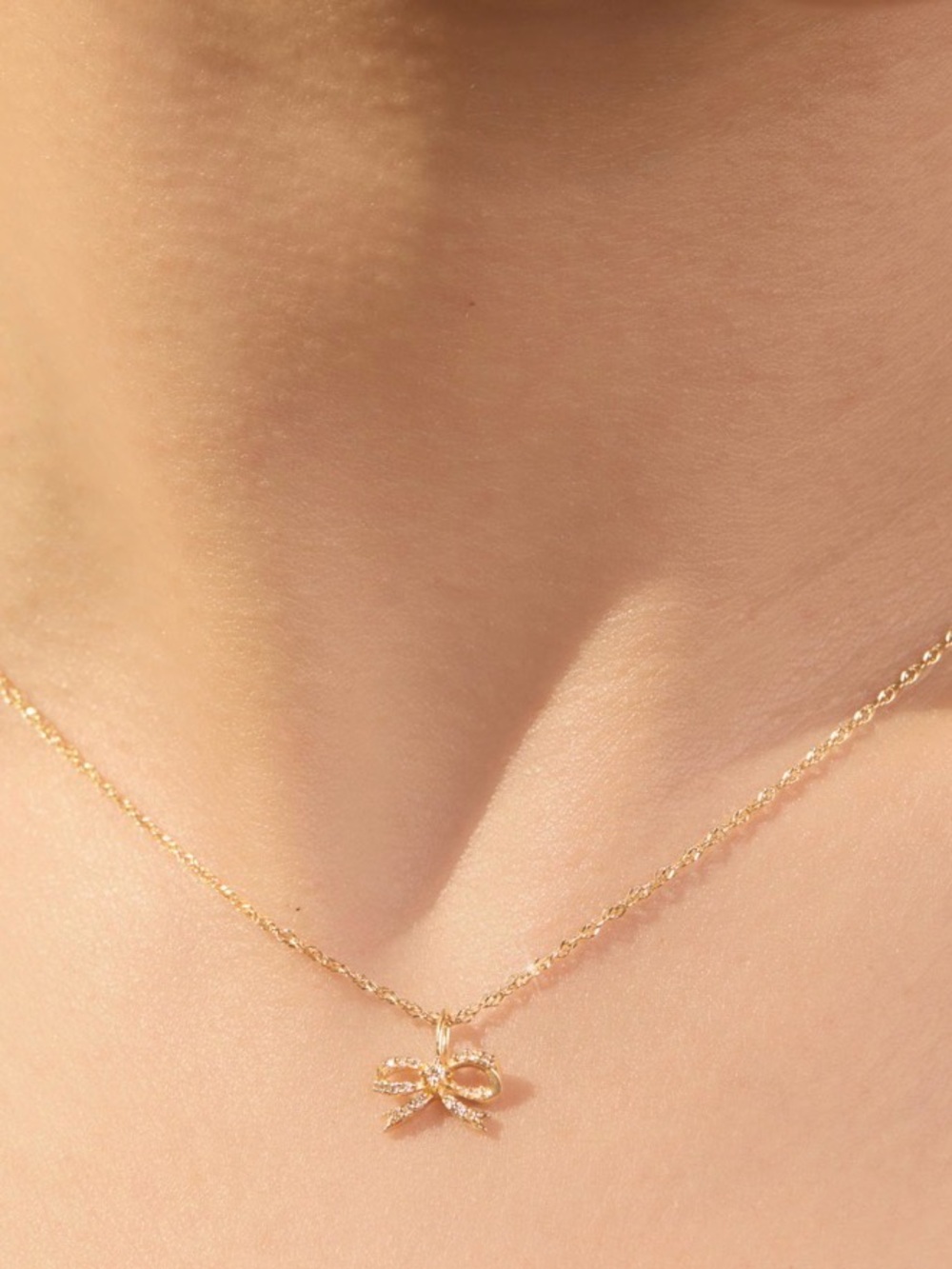 Catbird Lovesick Diamond Bow Gold Charm